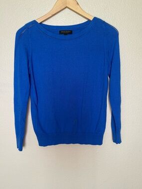 Banana Republic Women's s Silk Cotton Bright Blue Crewneck Sweater